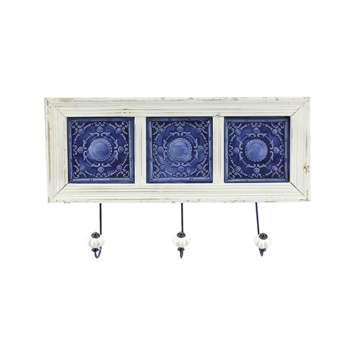 White Blue Wooden Metallic Hanger
