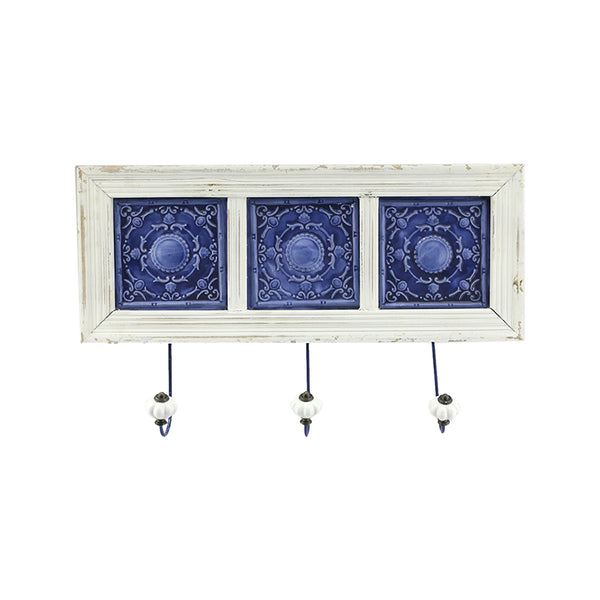White Blue Wooden Metallic Hanger