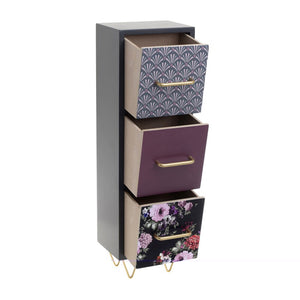 Black Purple Mini Cabinet 3 Drawers