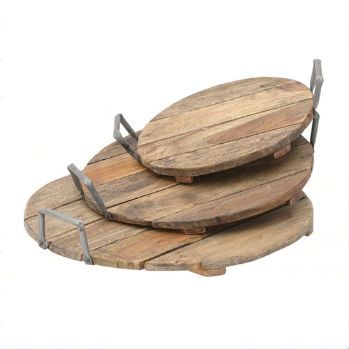 Natural Wooden Metal Tray (45 cm)