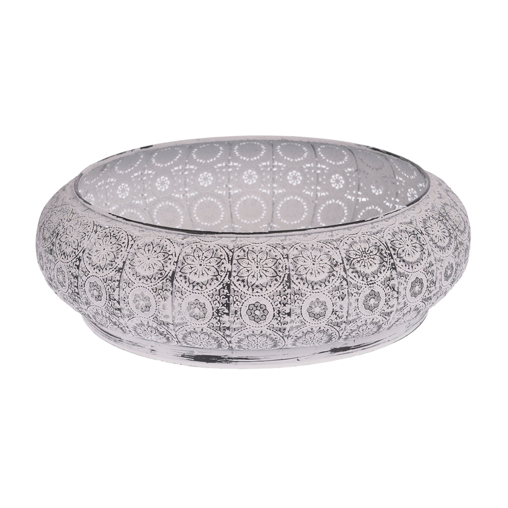 Metal bowl white h11cm