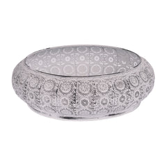 Metal bowl white h11cm