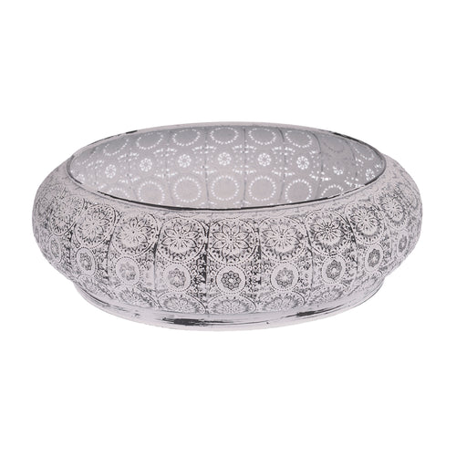 Metal bowl white h11cm