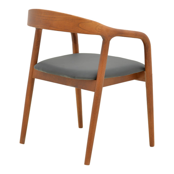 Hogie Walnut & Black PU Dining Armchair (76 cm)