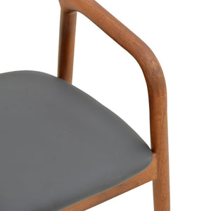 Hogie Walnut & Black PU Dining Armchair (76 cm)