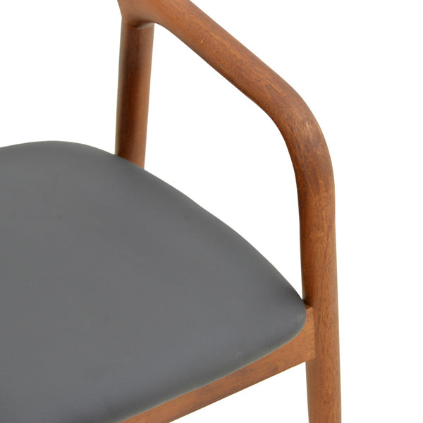 Hogie Walnut & Black PU Dining Armchair (76 cm)