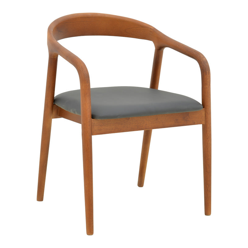 Hogie Walnut & Black PU Dining Armchair (76 cm)