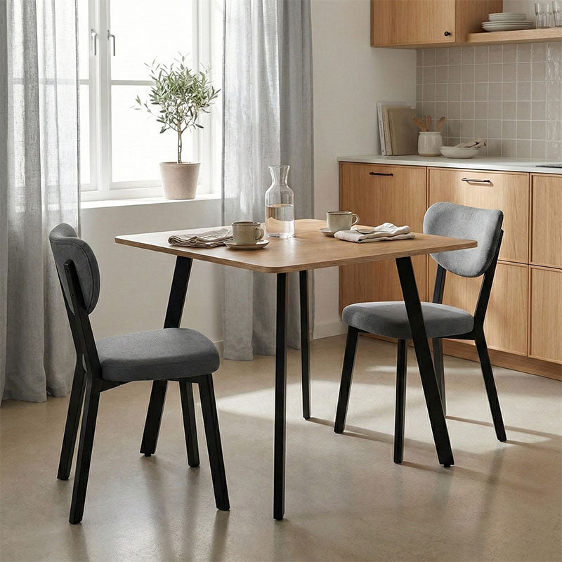 Squaro Sonoma MDF Square Table with Black Metal Legs (80 cm)
