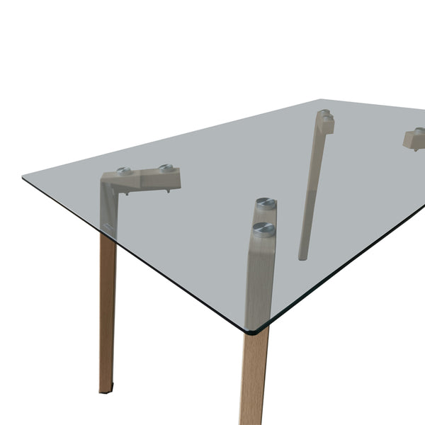 Titta Glass Top Dining Table Natural (120 cm)