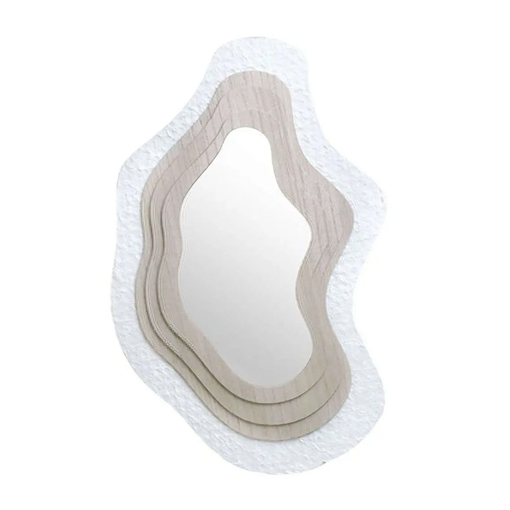White Natural Wooden Mirror (60 cm)