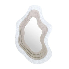 White Natural Wooden Mirror (60 cm)
