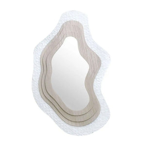 White Natural Wooden Mirror (60 cm)