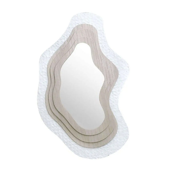 White Natural Wooden Mirror (60 cm)