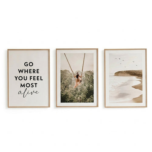 Oralis Triptych Framed Wall Art with Digital Print (48 cm)