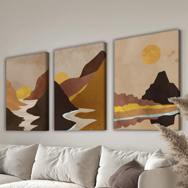 Elthar Triptych Canvas Framed Wall Art (70 cm)