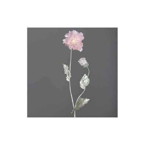 Poppy with 1 flower and 1 bud, pearl-coloured, 73 cm, white-rosa, 24/96