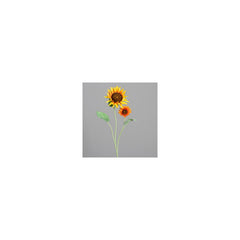 Sunflower twig with 2 flowers, 78 cm, yellow, 12/96