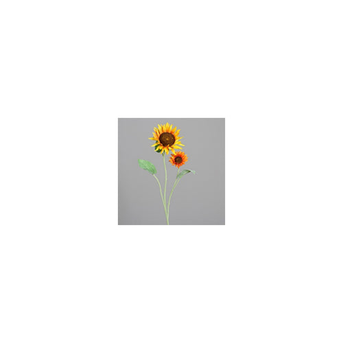 Sunflower twig with 2 flowers, 78 cm, yellow, 12/96