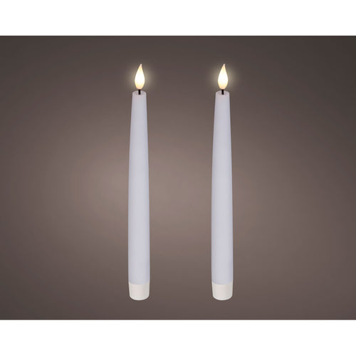 LED realistic wick dinner candle wax tapered fire flame effect BO indoor