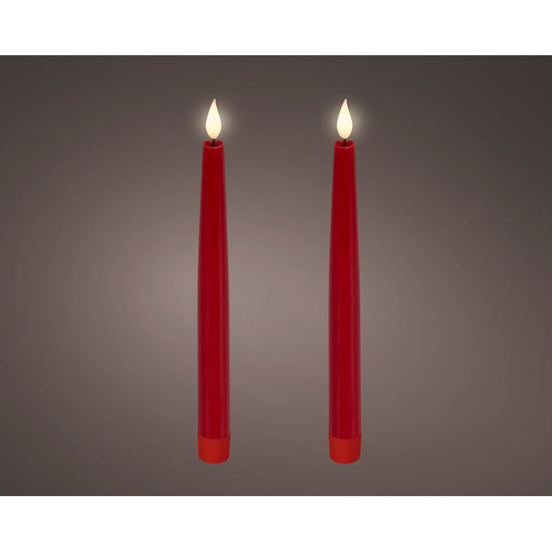 LED realistic wick dinner candle wax tapered fire flame effect BO indoor