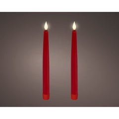 LED realistic wick dinner candle wax tapered fire flame effect BO indoor