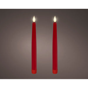 LED realistic wick dinner candle wax tapered fire flame effect BO indoor