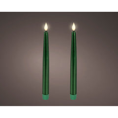LED realistic wick dinner candle wax tapered fire flame effect BO indoor