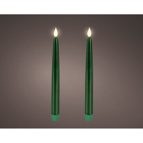 LED realistic wick dinner candle wax tapered fire flame effect BO indoor