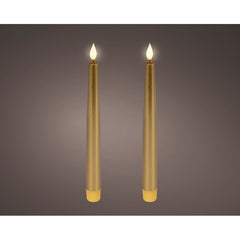 LED realistic wick dinner candle wax tapered fire flame effect BO indoor