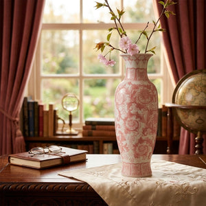 Tall Pink Floral Porcelain Vase (43 cm)