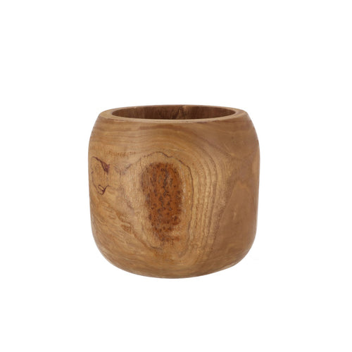 Compact Natural Wood Pot (18 cm)