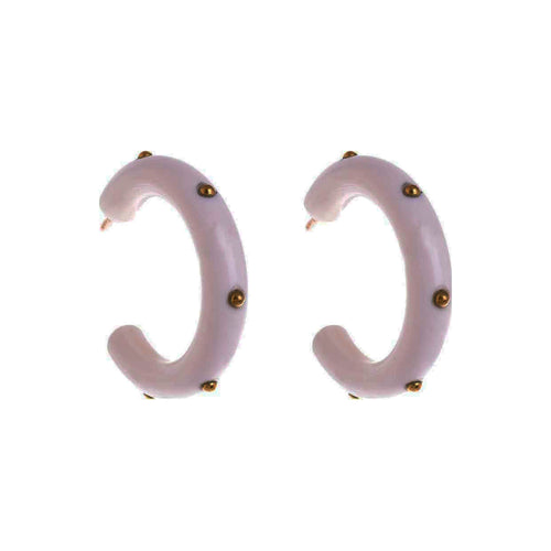 Earrings white w gold beads