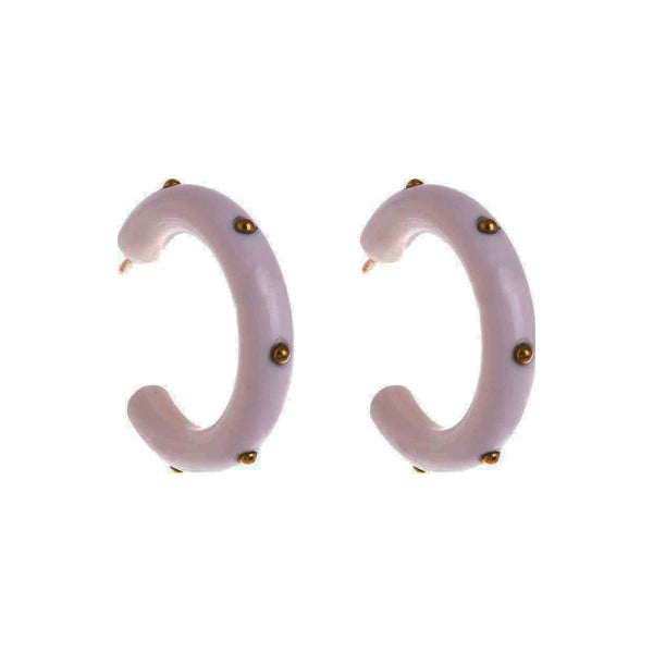 Earrings white w gold beads