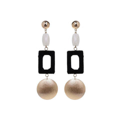 Long earrings with gold circles