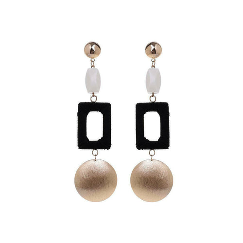 Long earrings with gold circles