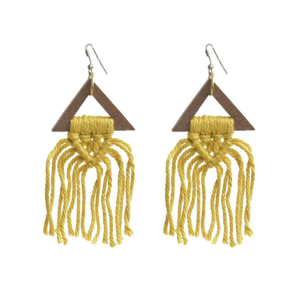 Macrame earrings brown yellow