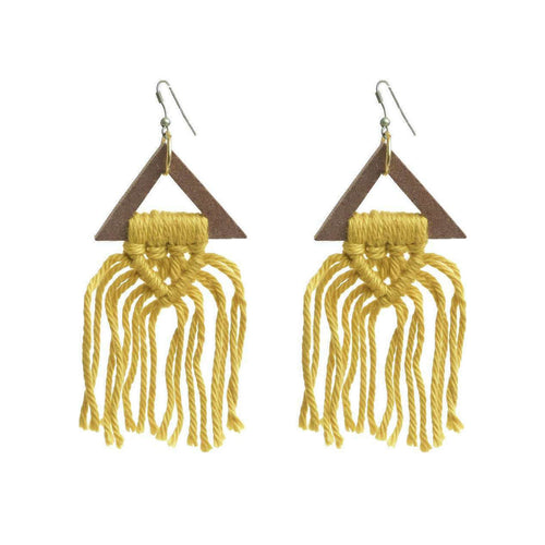 Macrame earrings brown yellow