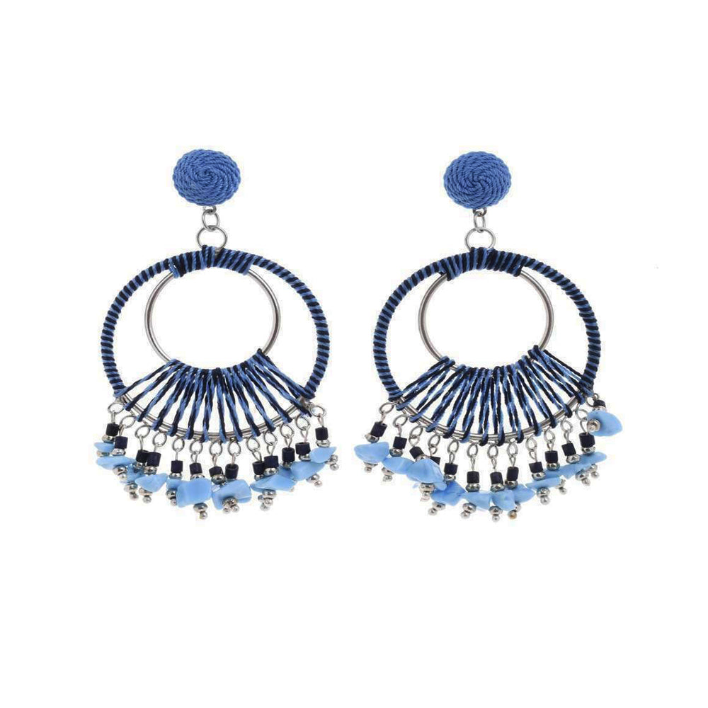 Earrings in light blue and black