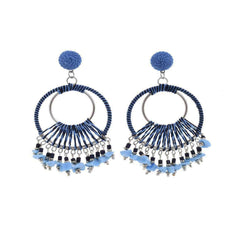 Earrings in light blue and black