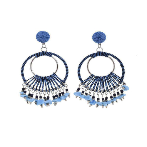 Earrings in light blue and black