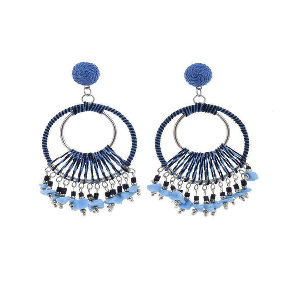 Earrings in light blue and black