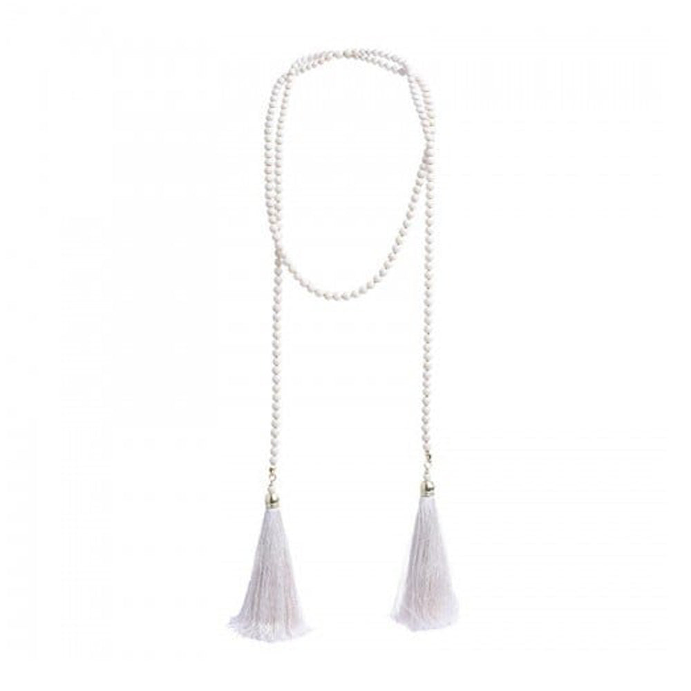 Necklace white with tassels
