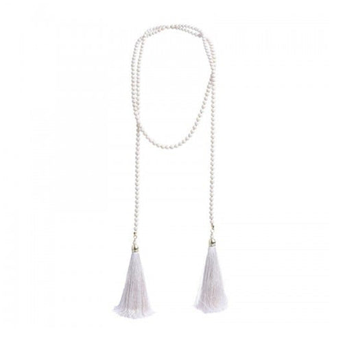 Necklace white with tassels