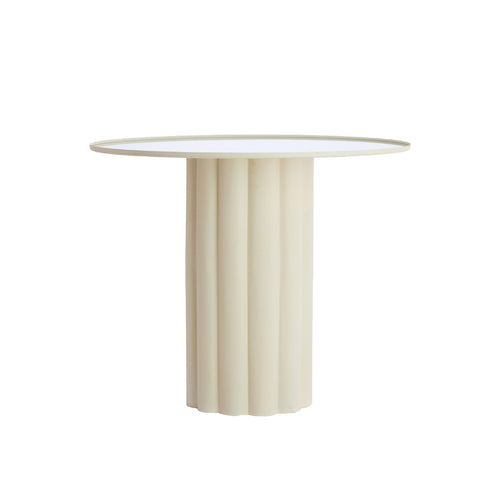 Rosario Clear & Cream Mirror Side Table (91.5cm)