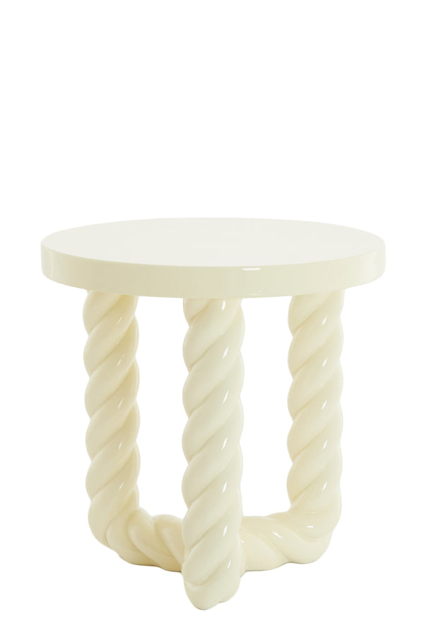 Side table Ø46x46 cm VALLEJO shiny cream