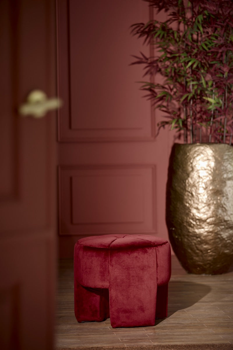 Batoemi Burgundy Velvet Pouf (51cm)