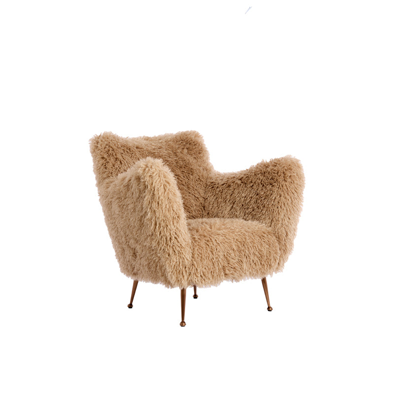 Olyssa Furry Beige & Bronze Armchair