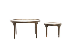 Coffee table S/2 max 85x85x42 cm ELI shiny cream+ant bronze