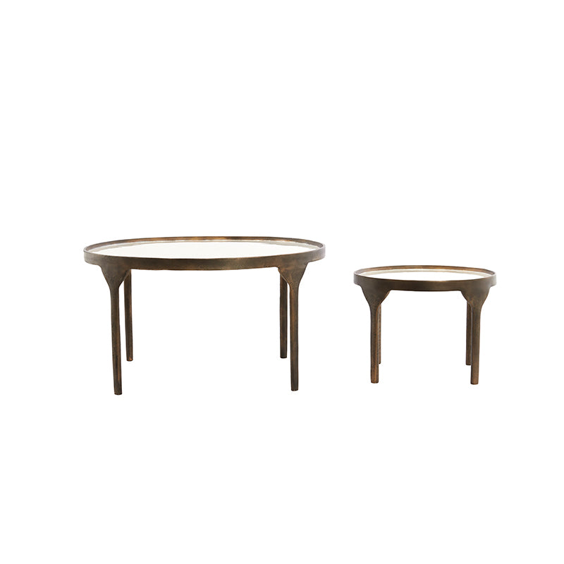 Coffee table S/2 max 85x85x42 cm ELI shiny cream+ant bronze