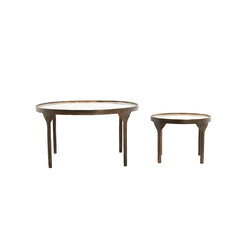 Coffee table S/2 max 85x85x42 cm ELI shiny cream+ant bronze